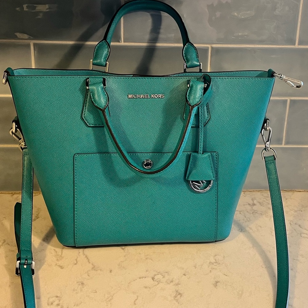 Michael Kors Turquoise Handbag Satchel Tote